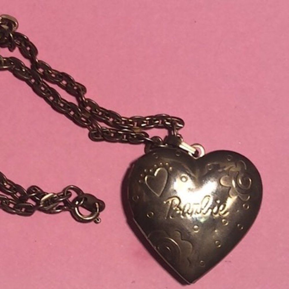Vintage Barbie Locket Gold-tone Heart Pendant Charm with 16" chain- Bundle